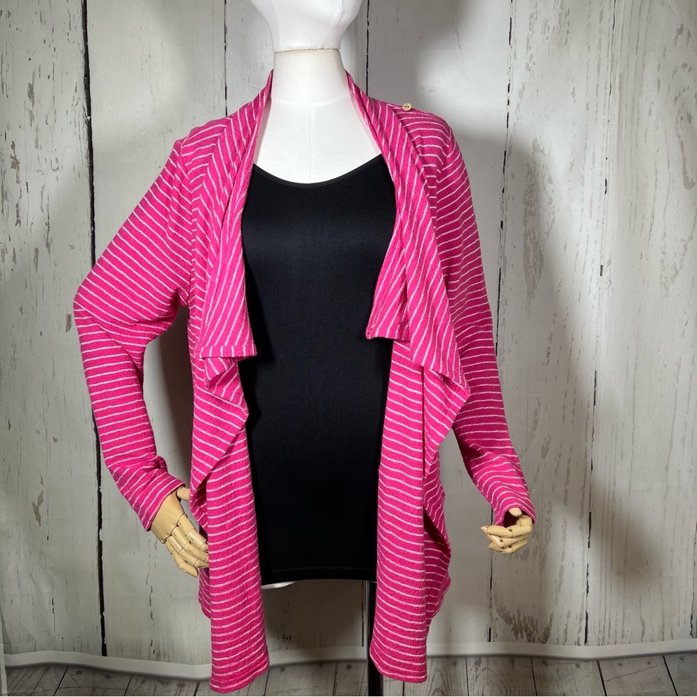 Habitat Lagenlook Striped Neck Wrap Long Sleeve Cardigan Top Medium EUC